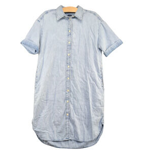 Gap Women's Button-Up Denim Shirt Dress Blue XS Short Sleeve Solid